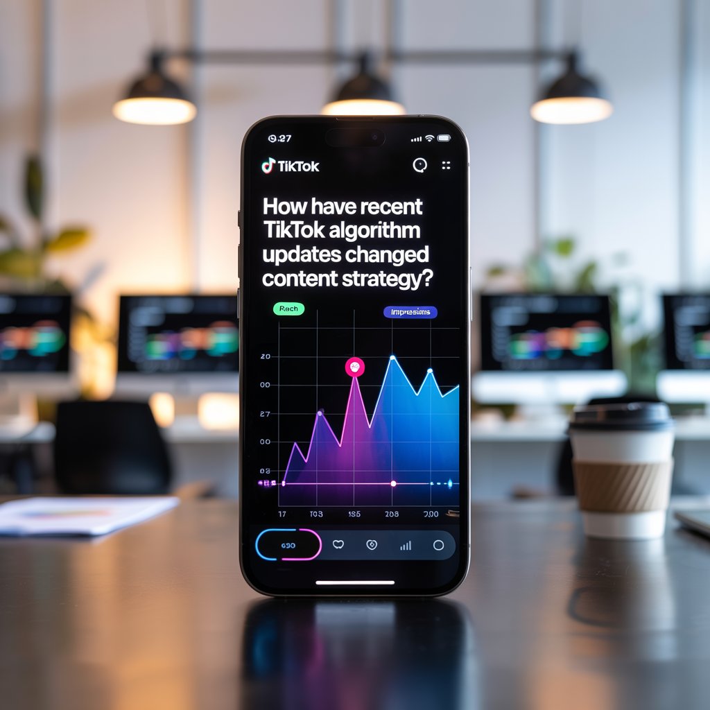 How have recent TikTok algorithm updates changed content strategy? 3 a photograph of a sleek smartphone