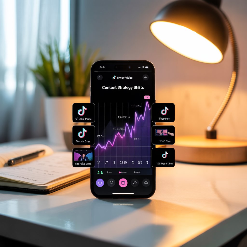 How have recent TikTok algorithm updates changed content strategy? 1 a photograph of a smartphone displaying gXd6Gvo1SN