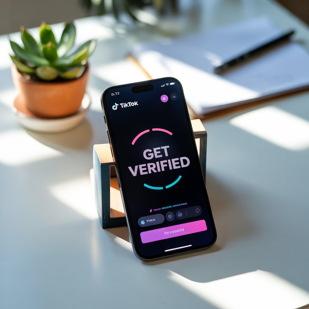 What are the requirements to get verified on TikTok? 3 a photograph of a smartphone displaying i4fS0J4QQRC 5o1FAQoxLQ Bbd0mMXcSGeJhn eN5BQvQ