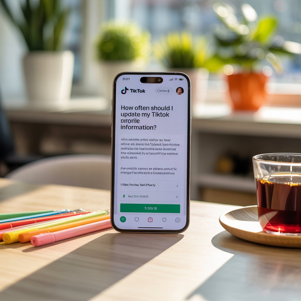 How often should I update my TikTok profile information? 4 a photograph of a smartphone displaying