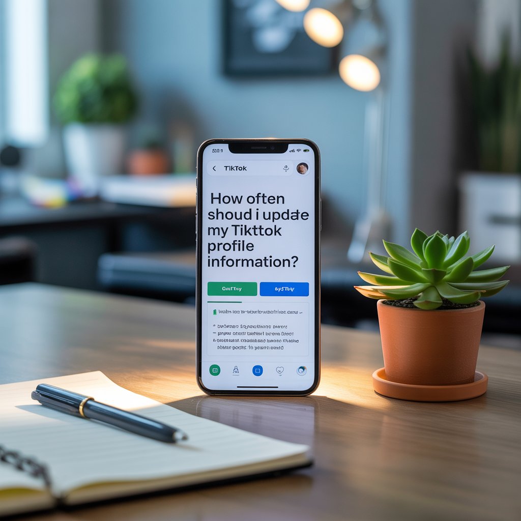How often should I update my TikTok profile information? 3 a photograph of a smartphone displaying